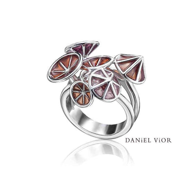 Daniel Vior Ring IPOMEA, Sterlingsilber, rot emailliert - My Fine Jewellery