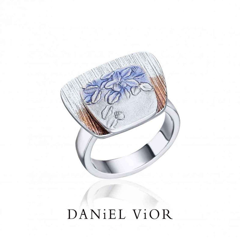 Daniel Vior Ring ROURE, Sterlingsilber, braun-blau emailliert - My Fine Jewellery