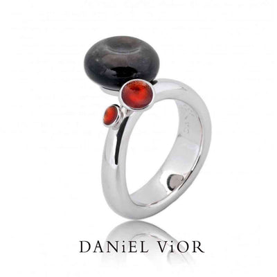 Daniel Vior Ring UMBEA POMUS, Sterlingsilber, Obsidian - My Fine Jewellery