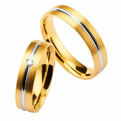 Eheringe Set, 5 mm, Gelbgold, Brillanten - My Fine Jewellery