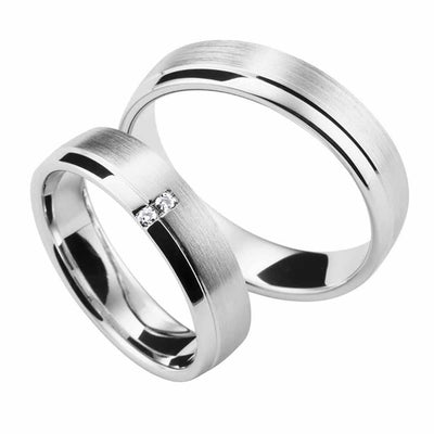 Eheringe Set, 5 mm, Weißgold, Brillanten - My Fine Jewellery