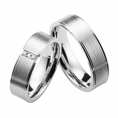 Eheringe Set, 6 mm, Weißgold, Brillanten - My Fine Jewellery
