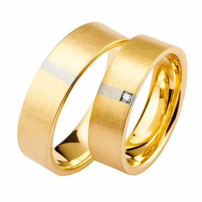 Eheringe Set, 5,8 mm, Gelbgold/Weißgold, Brillanten - My Fine Jewellery