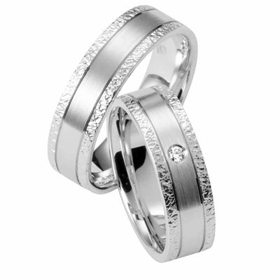Eheringe Set, 6 mm, Weißgold, Brillant - My Fine Jewellery