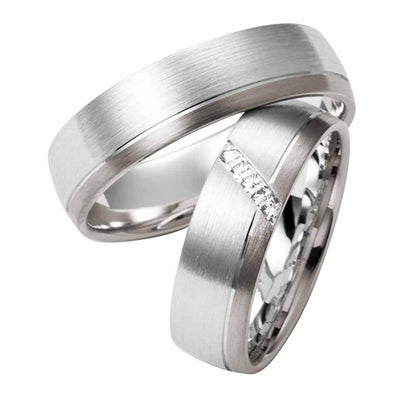 Eheringe Set, 6 mm, Weißgold, Brillanten - My Fine Jewellery