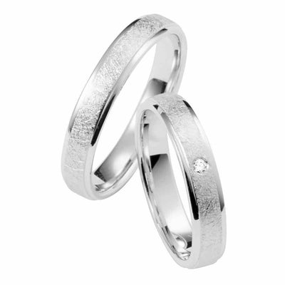 Eheringe Set, 4 mm, Weißgold, Brillant - My Fine Jewellery