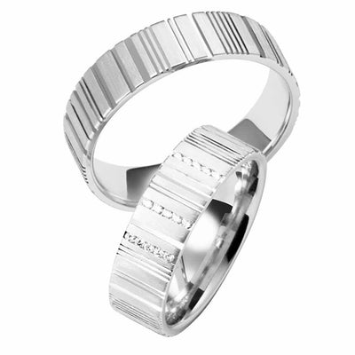 Eheringe Set, 6 mm, Weißgold, Brillanten - My Fine Jewellery