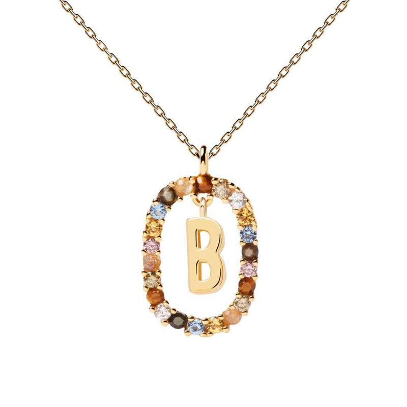 Halskette B Buchstabe, Sterlingsilber vergoldet - My Fine Jewellery