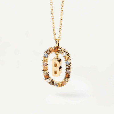 Halskette B Buchstabe, Sterlingsilber vergoldet - My Fine Jewellery