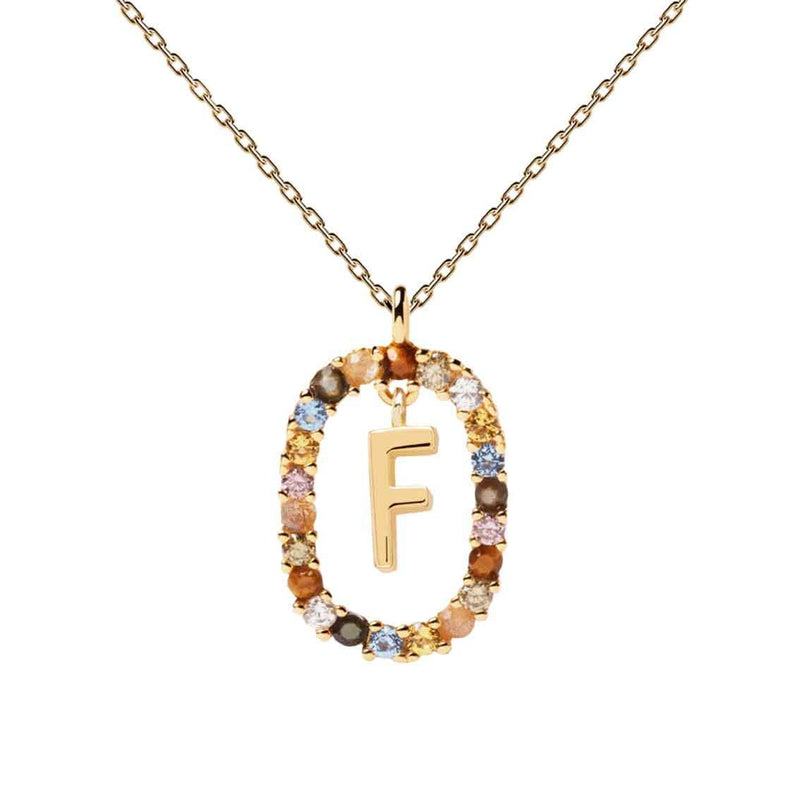 Halskette F Buchstabe, Sterlingsilber vergoldet - My Fine Jewellery