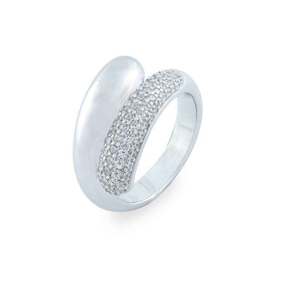 Vilmas Ring Silber "Sway" – Geschwungener Silberring mit Zirkonia Kristallen - My Fine Jewellery